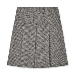 Bouclé Wool Full-Length Pleated Skirt