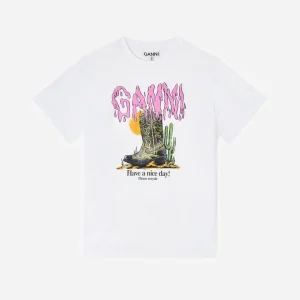 Basic Cotton Jersey T-shirt Boots Print