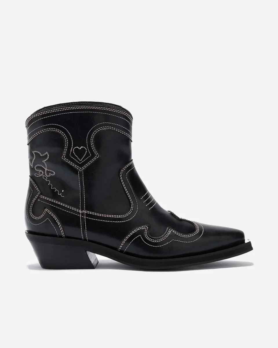 Low Shaft Embroidered Western Boot Oleatex