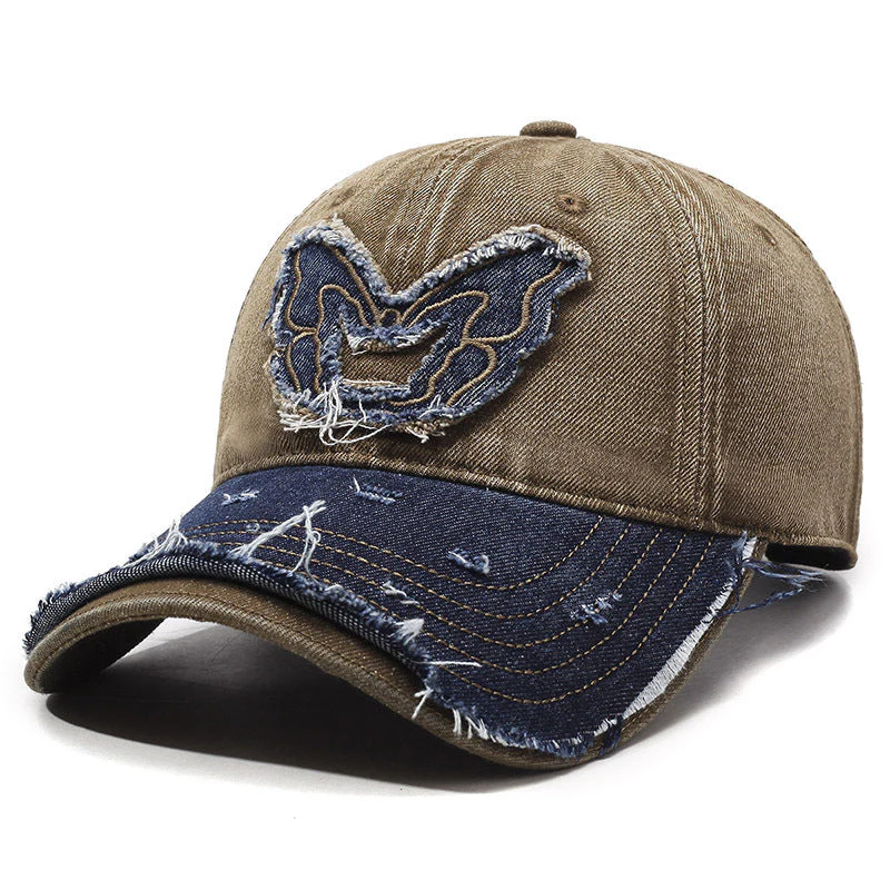 Retro vingar denim basebollkeps