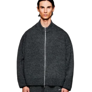 Mohair Blend Knit Track Jacket