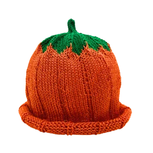 Stickad Mössa Pumpa - Ekologisk Bomull - Orange